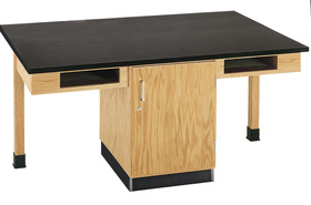 Diversified Woodcrafts C2406K 4 Station Table W/ 1" Solid Epoxy Resin Top, Compartment Apron