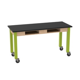 Diversified Woodcrafts C9606 PerpetuLab Steel Leg Table with Compartments