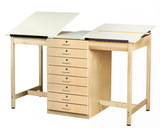 Diversified Woodcrafts DT-82A 2 Station Art/Drafting Table - 8 Drawers
