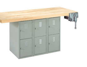Diversified Woodcrafts WB6-1V Forum Industrial Arts Two-Station Steel Workbench with Steel Lockers