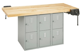 Diversified Woodcrafts WB6-2V Forum Industrial Arts Two-Station Steel Workbench with Steel Lockers
