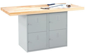 Diversified Woodcrafts WBB4-0V Forum Industrial Arts Two-Station Steel Workbench with Steel Lockers