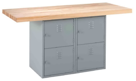 Diversified Woodcrafts WBB4-1V Forum Industrial Arts Two-Station Steel Workbench with Steel Lockers