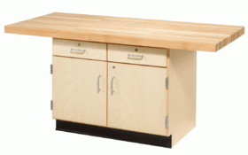Diversified Woodcrafts WW232-1V Forum Fixed Two-Station Workbench with Maple Cabinets