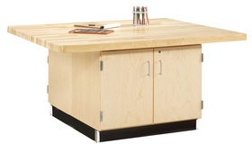 Diversified Woodcrafts WW31-0V Forum Fixed Four-Station Wood Workbench with Maple Cabinets
