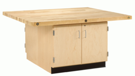 Diversified Woodcrafts WW31-4V Forum Fixed Four-Station Wood Workbench with Maple Cabinets