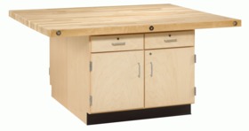 Diversified Woodcrafts WW32-4V Forum Fixed Four-Station Wood Workbench with Maple Cabinets