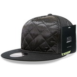 Decky 1073-BLACK 5 Panel High Profile Structured Quilted Snapback Hat , Black