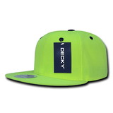 Decky 1077-N-YEL 6 Panel High Profile Structured Acrylic/Polyester Snapback Hat , Neon Yellow
