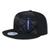 Decky 357-BLACK 6 Panel High Profile Structured Quilted Snapback Hat , Black