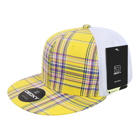 Decky 6015 6 Panel High Profile Structured Plaid Trucker Hat