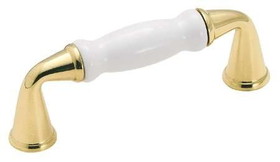 Amerock 3" Classic Pull Solid Brass & White Porcelain