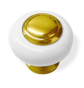 Amerock 1-1/4" Allison Porcelain Knob White with Solid Brass