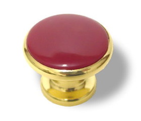 Amerock 1-1/4" Knob Solid Brass With Red Acrylic Center