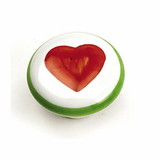 Laurey 1-1/4 White and Green Knob with Red Heart