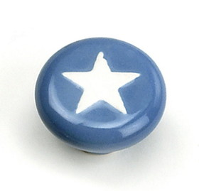 Laurey 1-3/8" Ceramic Knob Blue with White Star