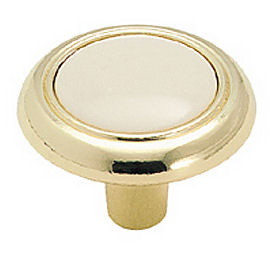 Amerock 1-1/4" Knob Polished Brass with Almond Plastic Insert