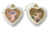 Bradford Exchange Christmas Ornaments by Bessie Pease Gutmann  Two Heart Shaped 