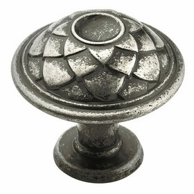 Amerock (5-Pack) 1-3/8" Round Feathered Knob Padma Collection Aged Pewter