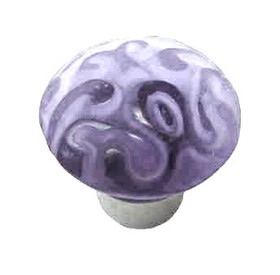 Liberty Hardware 1-3/8" Glass Scroll Knob Frosted Plum
