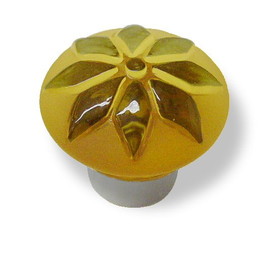 Liberty Hardware 1-3/8" Glass Flower Knob Amber with Satin Nickel