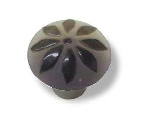 Liberty Hardware 1-3/8" Glass Flower Knob Smoke with Satin Nickel