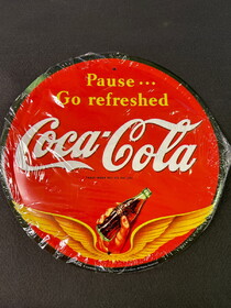D. Lawless Hardware (25-Pack) Coca Cola Advertising Tin - Round - "Pause...Go refreshed"