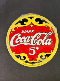 D. Lawless Hardware Yellow, Black and Red 5 cent Coke Sign