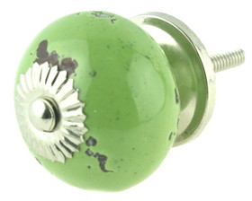 D. Lawless Hardware 1-9/16" Aged Ceramic Knob Green