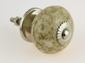 D. Lawless Hardware 1-1/2" Ceramic Knob White and Brown Speckles