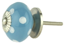 D. Lawless Hardware 1-1/2" Ceramic Knob Light Blue with Dots