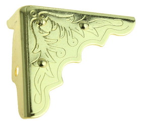 D. Lawless Hardware Brass Plated Box Corner w/ Engraved Design -  Single 1-1/4" DL-C1301-32BPE