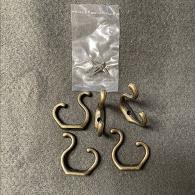 D. Lawless Hardware 5 Pack Hooks Small 1 3/8 x1 1/4" Antique Brass