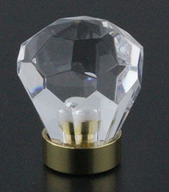 D. Lawless Hardware 1-1/8" Acrylic Diamond Knob With Polished Solid Brass Base