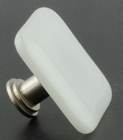 Design Studio 180 1-1/2" Handcrafted Glass Knob White with Satin Nickel
