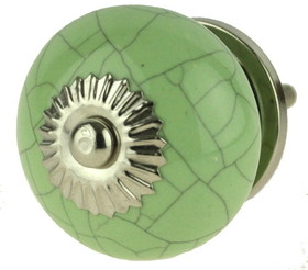 D. Lawless Hardware 1-1/2" Cracked Design Ceramic Knob Light Green