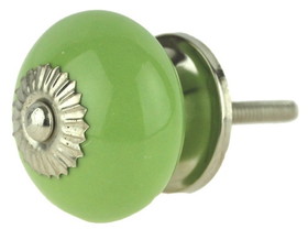D. Lawless Hardware 1-1/2" Ceramic Knob Green with Nickel Rosette