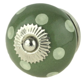 D. Lawless Hardware 1-1/2" Ceramic Knob Olive Green with Light Green Dots