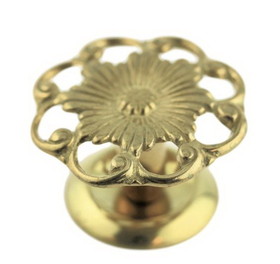 D. Lawless Hardware 1-1/4" Victorian Lace & Flower Knob Solid Brass
