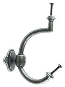 D. Lawless Hardware Antique Pewter Hook - Hook Base Only Fits 1" and 1-1/4" Glass Knobs