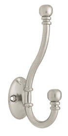Liberty Hardware Ball End Two Prong Coat Hook 5 1/8" Satin Nickel DL-P2669-SN