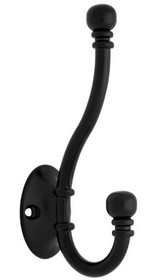 D. Lawless Hardware Ball End 5 1/8" Two Prong Coat Hook - Flat Black P2669BLK