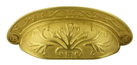 D. Lawless Hardware 2-1/2" Baroque Scroll Work Cup Pull Satin Brass