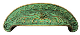 D. Lawless Hardware 2-1/2" Baroque Scroll Work Design Cup Pull  Verdigris