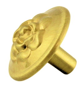 D. Lawless Hardware 1-1/4" Old Rose Pattern Knob Soft Satin Brass
