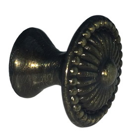 D. Lawless Hardware 3/4" Small Ornate Knob Brushed Antique Brass