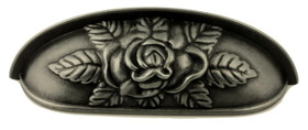 D. Lawless Hardware 3-3/4" Old Rose Pattern Cup Pull Antique Pewter