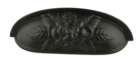 D. Lawless Hardware 3-3/4" Old Rose Pattern Cup Pull Oil Rubbed Bronze