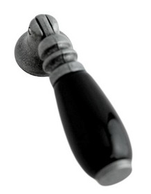 D. Lawless Hardware 2-5/8" Teardrop Pendant Pull Black Ceramic & Antique Pewter