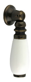 D. Lawless Hardware 2-5/8" Teardrop Pendant Drop Pull White Ceramic & Antique Brass